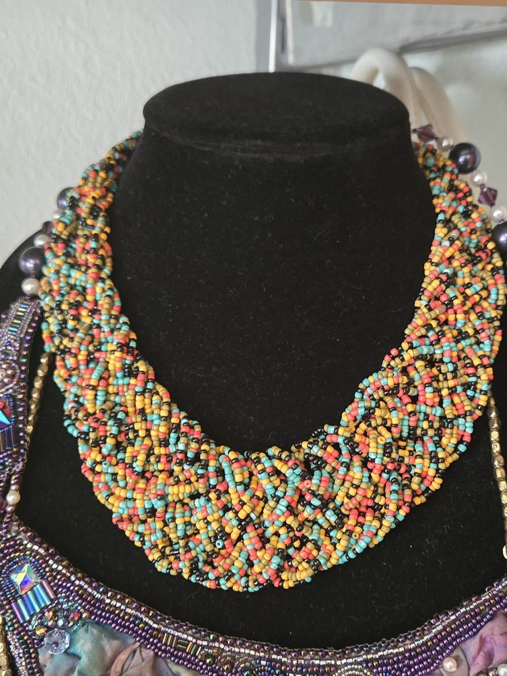 Multicolor Beaded Braided Statement Necklace